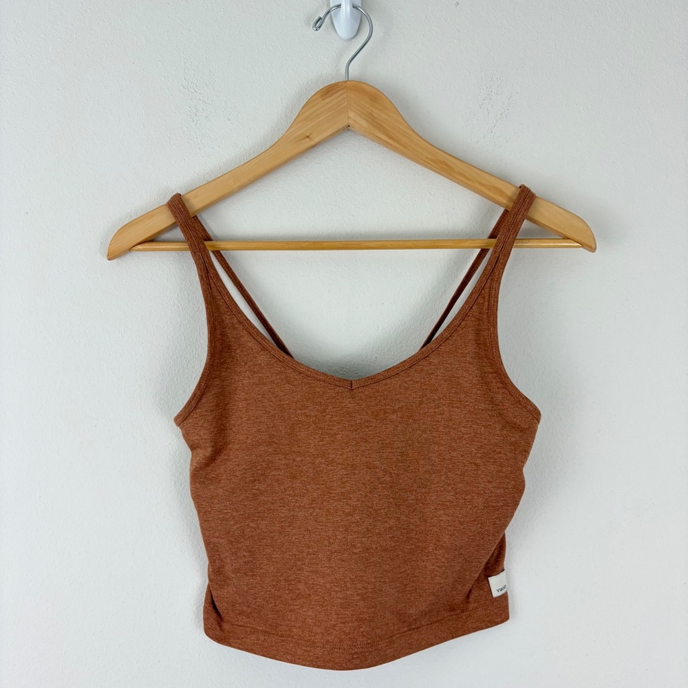 Vuori VW1005 Halo Performance Bra Terracotta Heather Strappy Back Crop Top Small